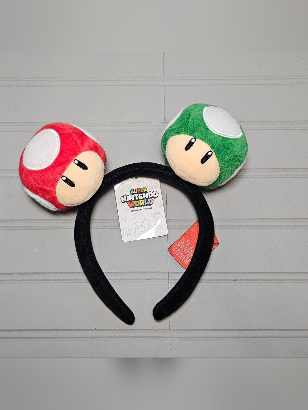 NWT Super Nintendo World Mario Red and Green Mushroom Ears Headband
